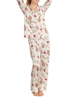 Lauren Ralph Lauren Women's Notch Collar Woven Pajama Set