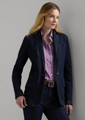 Lauren Ralph Lauren Women's One-Button Denim Blazer, Regular & Petite - Deep Indigo Wash