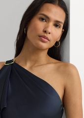 Lauren Ralph Lauren Women's One-Shoulder Satin Gown - Navy