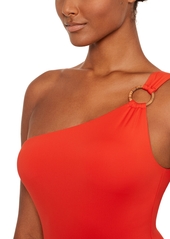 Lauren Ralph Lauren Women's One-Shoulder Swimsuit - Papaya