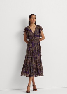 Lauren Ralph Lauren Women's Paisley Belted Georgette Tiered Dress - Purple Multi
