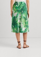 Lauren Ralph Lauren Women's Palm Frond-Print Charmeuse Midi Skirt - Green Multi