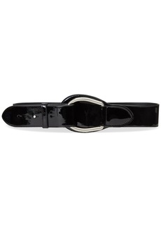 Lauren Ralph Lauren Women's Patent Leather Wide D-Ring Belt - Black