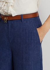 Lauren Ralph Lauren Women's Pinstripe Linen Wide-Leg Cropped Pants - Blue/White