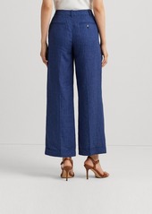 Lauren Ralph Lauren Women's Pinstripe Linen Wide-Leg Cropped Pants - Blue/White