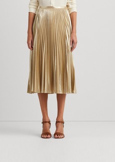 Lauren Ralph Lauren Women's Pleated Metallic Chiffon Skirt - Explorer Sand/Light Gold