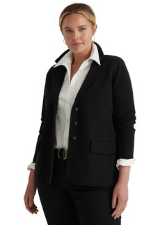 Lauren Ralph Lauren Women's Plus Size Combed Cotton Single-Breasted Blazer - Polo Black