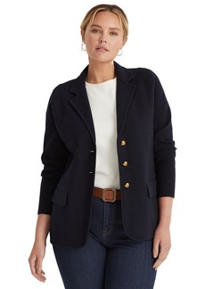 Lauren Ralph Lauren Women's Plus Size Combed Cotton Single-Breasted Blazer - Lauren Navy