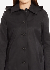 Lauren Ralph Lauren Womens Plus Size Hooded A-Line Raincoat, Created for Macys - Black