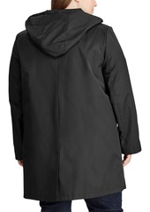 Lauren Ralph Lauren Womens Plus Size Hooded A-Line Raincoat, Created for Macys - Black