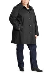 Lauren Ralph Lauren Womens Plus Size Hooded A-Line Raincoat, Created for Macys - Black