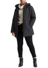 Lauren Ralph Lauren Women's Plus Size Hooded Quilted Coat, Created by Macy's - Box Houndstooth