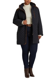 Lauren Ralph Lauren Women's Plus Size Hooded Quilted Coat, Created by Macy's - Dark Navy