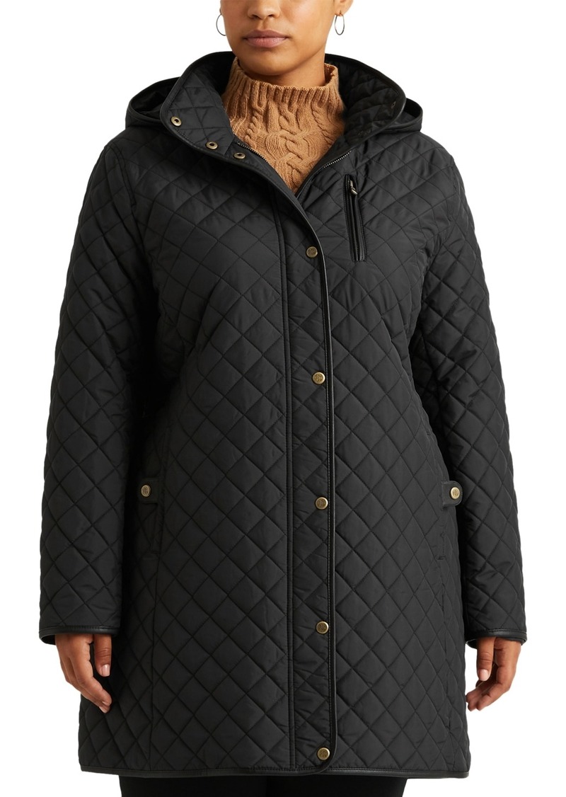Lauren Ralph Lauren Women's Plus Size Quilted Coat, Created for Macy's - Black