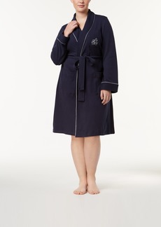 Lauren Ralph Lauren Women's Plus Size Shawl-Collar Robe - Navy