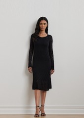 Lauren Ralph Lauren Women's Pointelle-Knit Long-Sleeve Dress - Black