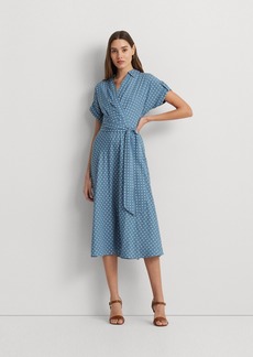 Lauren Ralph Lauren Women's Polka-Dot Belted Crepe Dress - Blue