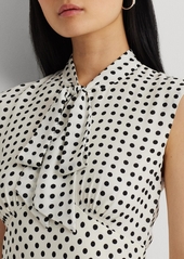 Lauren Ralph Lauren Women's Polka-Dot Georgette Tie-Neck Dress - Cream/black