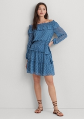 Lauren Ralph Lauren Women's Print Georgette Off-the-Shoulder Dress - Blue