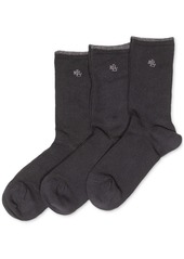 Lauren Ralph Lauren Women's Ribbed Cotton Trouser 3 Pack Socks - Charcoal