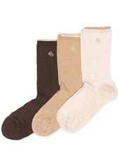 Lauren Ralph Lauren Women's Ribbed Cotton Trouser 3 Pack Socks - Charcoal