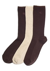 Lauren Ralph Lauren Women's Ribbed Cotton Trouser 3 Pack Socks - Black