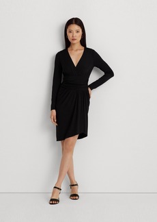 Lauren Ralph Lauren Women's Ruched Stretch Jersey Surplice Dress - Black