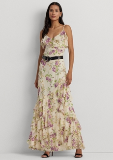 Lauren Ralph Lauren Women's Ruffled Floral Column Gown - Cream Multi