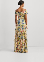 Lauren Ralph Lauren Women's Ruffled Floral Off-The-Shoulder Gown - Cream