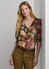 Lauren Ralph Lauren Women's Ruffled Floral Top - Tan