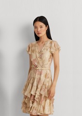 Lauren Ralph Lauren Women's Ruffled Metallic Chiffon Dress - Cream Multi