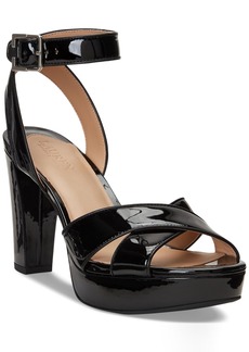 Lauren Ralph Lauren Women's Sasha Ankle-Strap Platform Dress Sandals - Black Patent