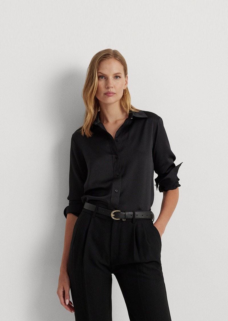 Lauren Ralph Lauren Women's Satin Charmeuse Shirt - Black