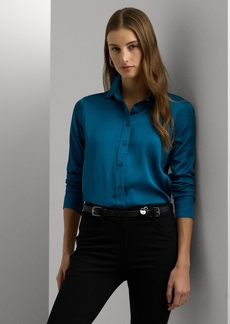 Lauren Ralph Lauren Women's Satin Charmeuse Shirt - Blue