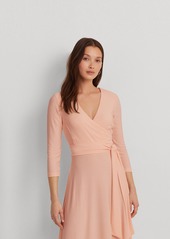 Lauren Ralph Lauren Women's Self-Belt Three-Quarter Sleeve Surplice Jersey Dress - Pink Opal