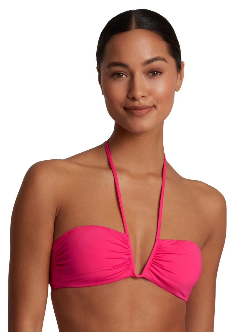 Lauren Ralph Lauren Women's Shirred V-Wire Bandeau Bikini Top - Passionfruit