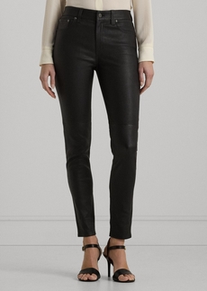 Lauren Ralph Lauren Women's Skinny Leather Ankle Pants - Black