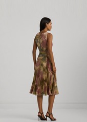 Lauren Ralph Lauren Women's Sleeveless Floral Metallic Dress - Clay Tan