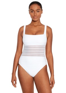 Lauren Ralph Lauren Women's Square-Neck One-Piece Swim Suit - White