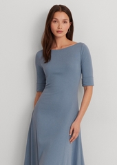 Lauren Ralph Lauren Women's Stretch Cotton Midi Dress - Pale Azure