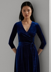 Lauren Ralph Lauren Women's Surplice Velvet Dress - Blue