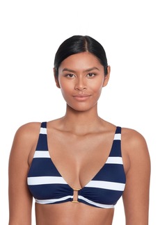 Lauren Ralph Lauren Women's Striped O-Ring Bikini Top - Dark Navy