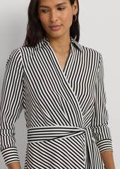 Lauren Ralph Lauren Women's Striped Surplice Crepe Midi Dress - Cream/black