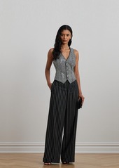 Lauren Ralph Lauren Women's Striped Wool-Blend Twill Wide-Leg Pants - Black/Cream