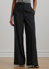 Lauren Ralph Lauren Women's Striped Wool-Blend Twill Wide-Leg Pants - Black/Cream