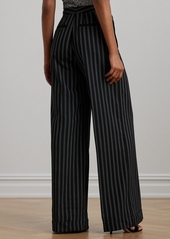 Lauren Ralph Lauren Women's Striped Wool-Blend Twill Wide-Leg Pants - Black/Cream