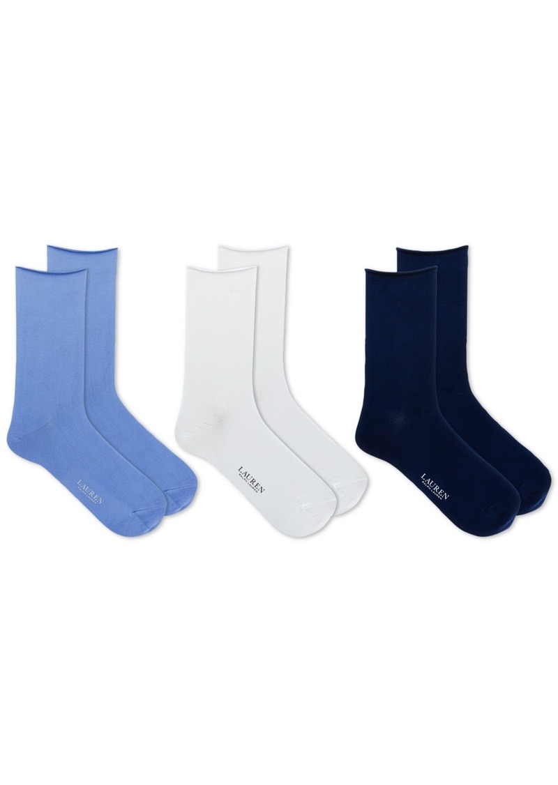 Lauren Ralph Lauren Women's Super Soft 3pk Roll-Top Socks - Blue