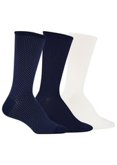 Lauren Ralph Lauren Women's Super Soft Pindot Roll Top 3pk Socks - Navy