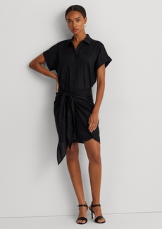 Lauren Ralph Lauren Women's Tie-Front Linen Shirtdress - Black