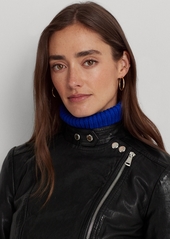 Lauren Ralph Lauren Women's Tumbled Leather Moto Jacket - Polo Black